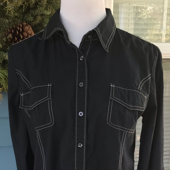 TOMMY HILFIGER Black Button Shirt Top - Picture 2 of 4